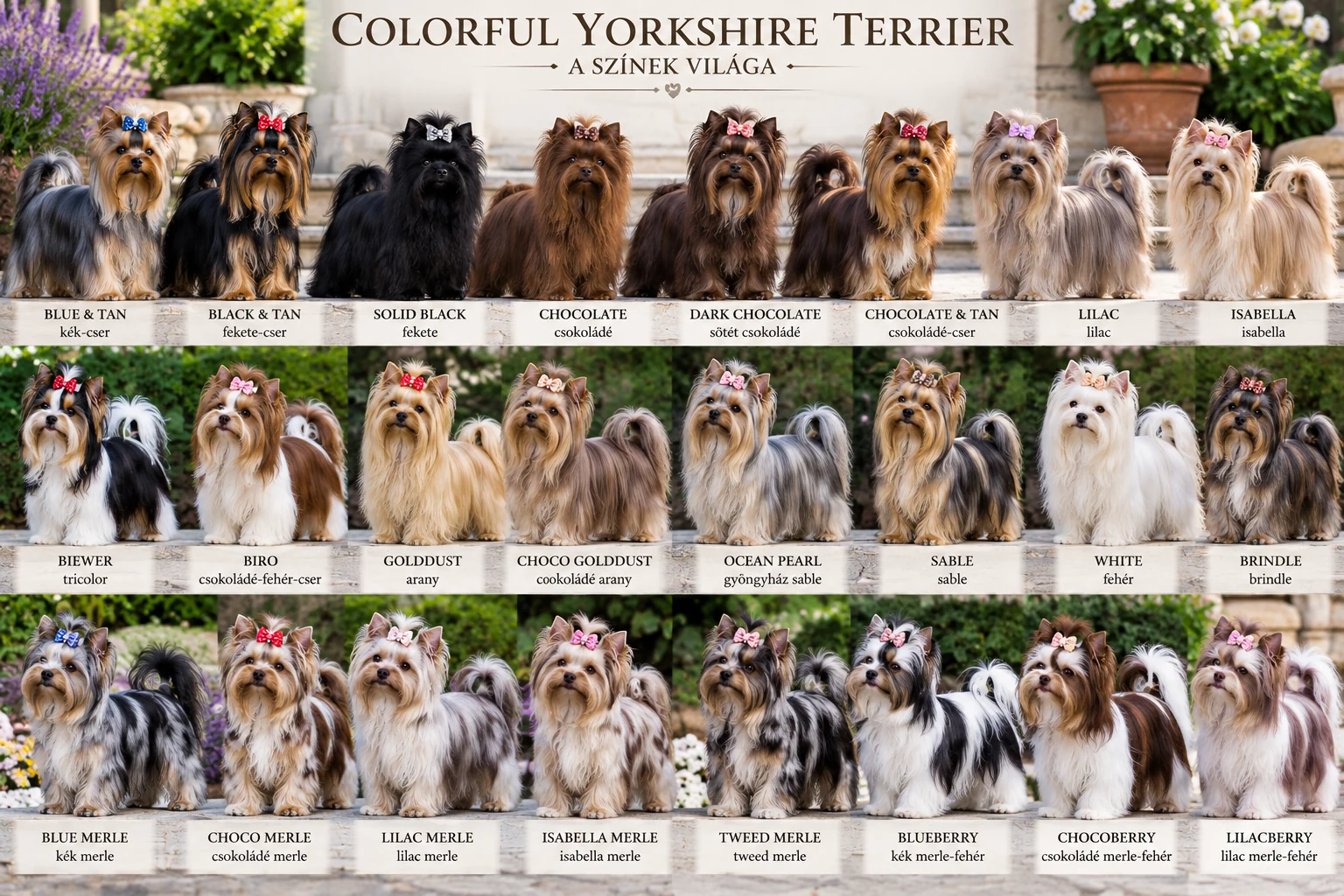 Les variétés de couleurs du Yorkshire Terrier coloré